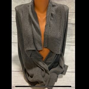 Ann Taylor Womens CHARCOAL GRAY Open Front Cardigan Waterfall Sweater SIZE S
